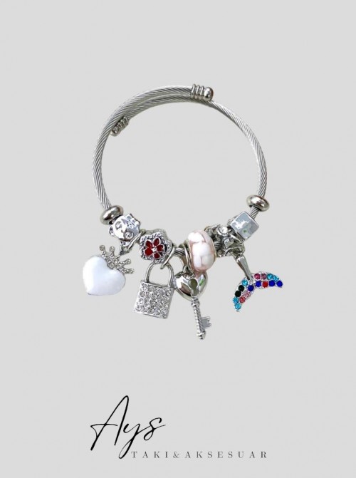 Pandora Model Beyaz Altın Kaplama Bileklik