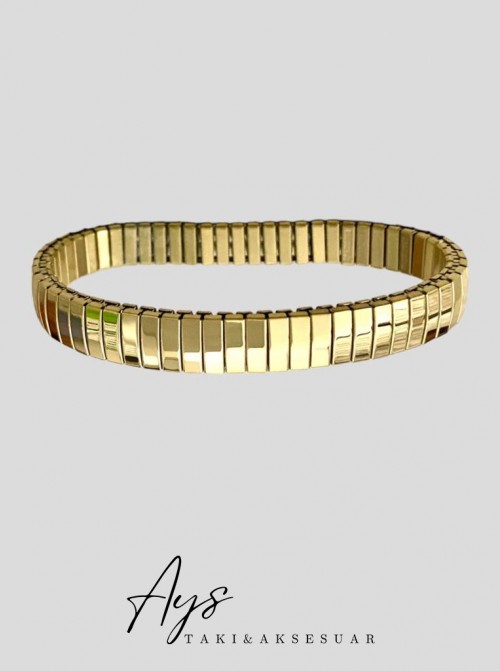 Lastikli model gold altın kaplama bileklik